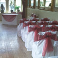 Rushpool Hall Gold Room - burnt red bows